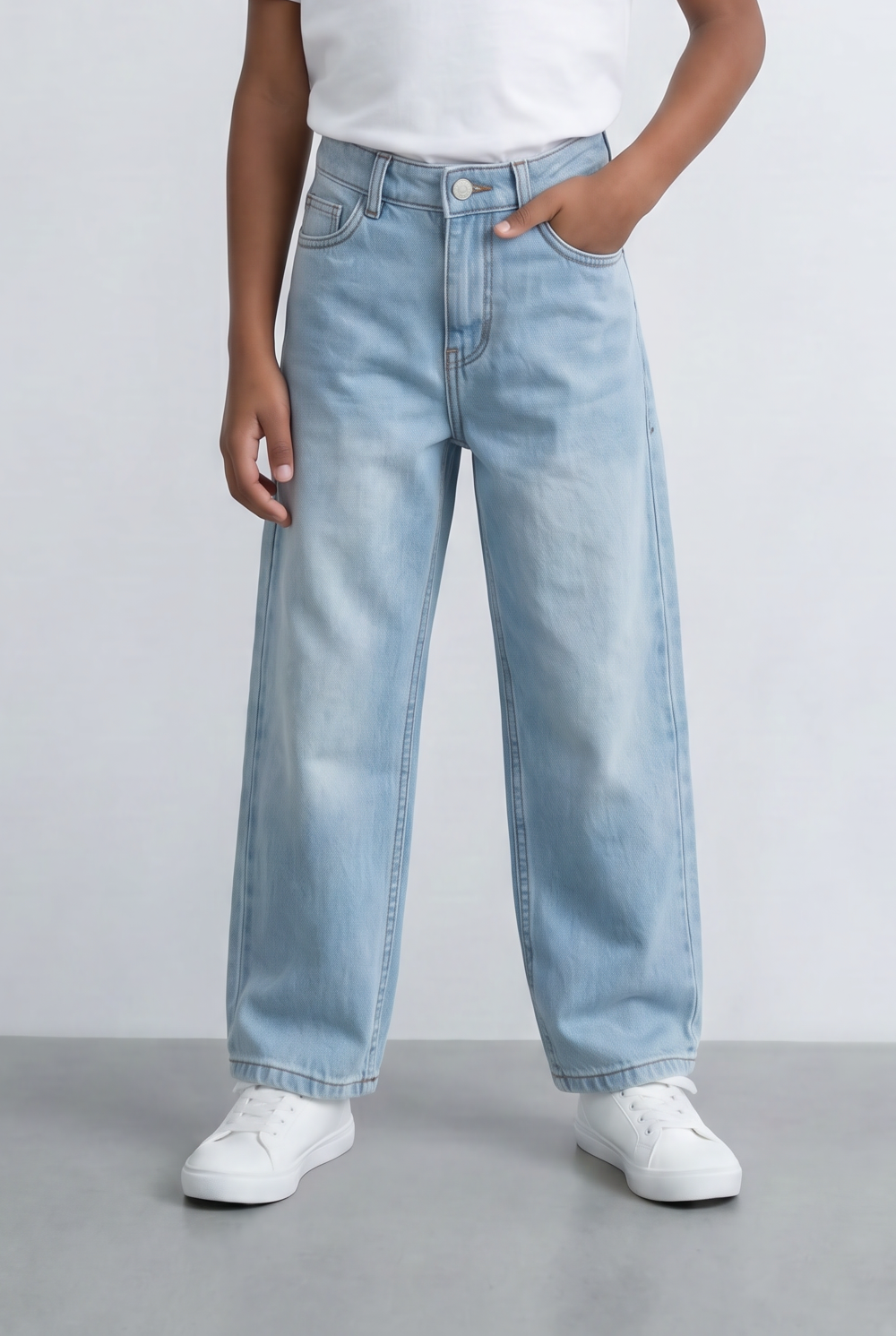 Boy's Tomato Store Boyfriend Jeans Pants With Button Closure & Five-Pocket Design Casual Everyday Denim