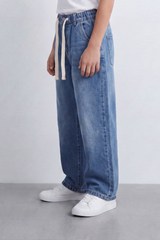 Boy's Tomato Store Boyfriend Denim Jeans Pants With Elastic Waistband And Drawstring Detail