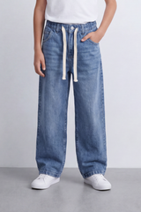 Boy's Tomato Store Boyfriend Denim Jeans Pants With Elastic Waistband And Drawstring Detail