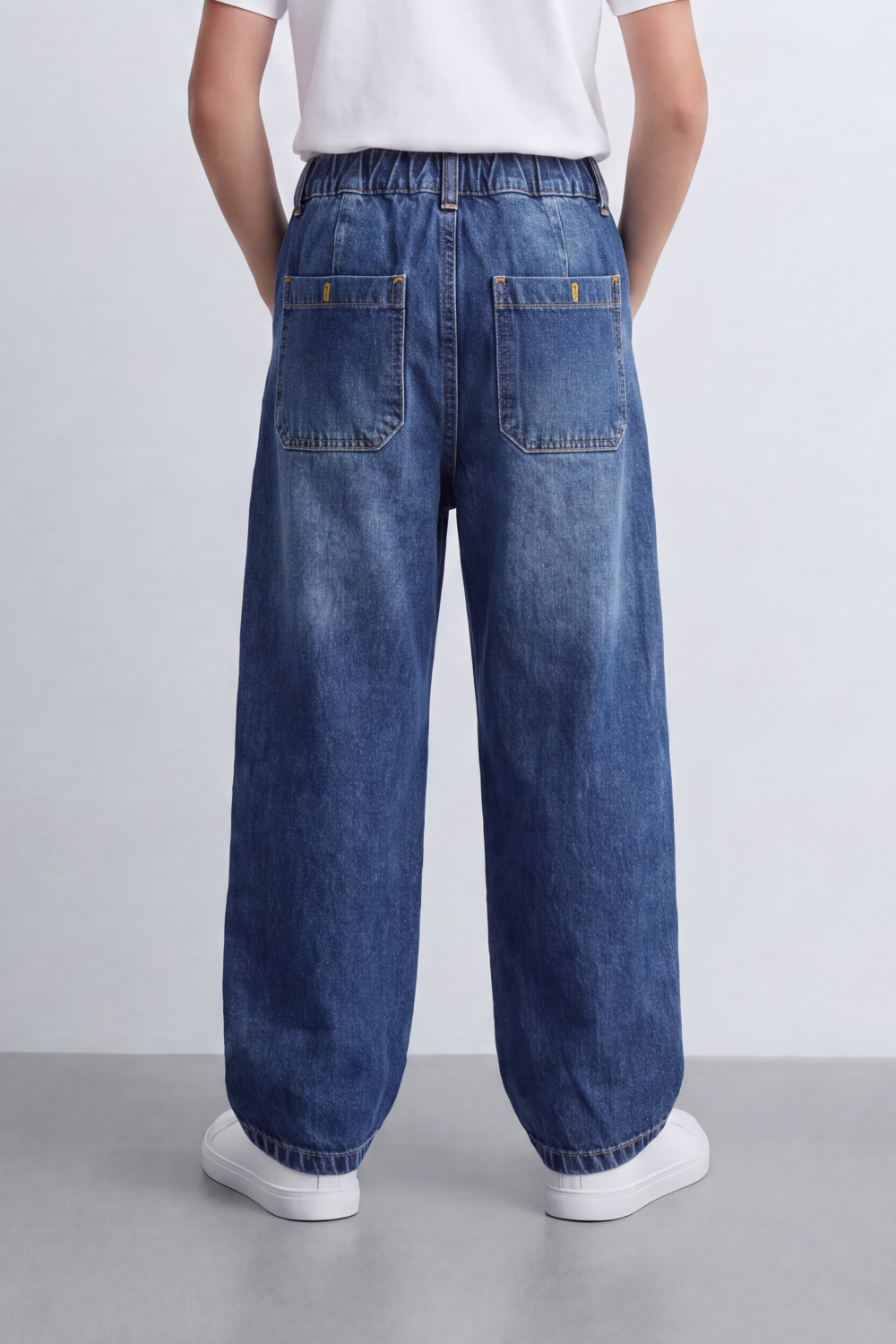 Boy's Tomato Store Boyfriend Denim Jeans Pants With Elastic Waistband And Drawstring Detail