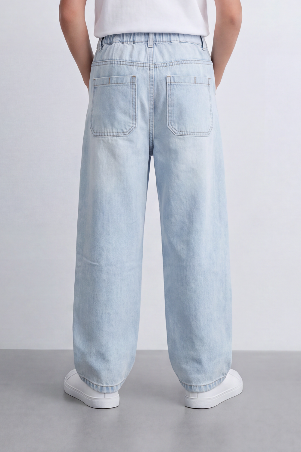 Boy's Tomato Store Boyfriend Denim Jeans Pants With Elastic Waistband And Drawstring Detail