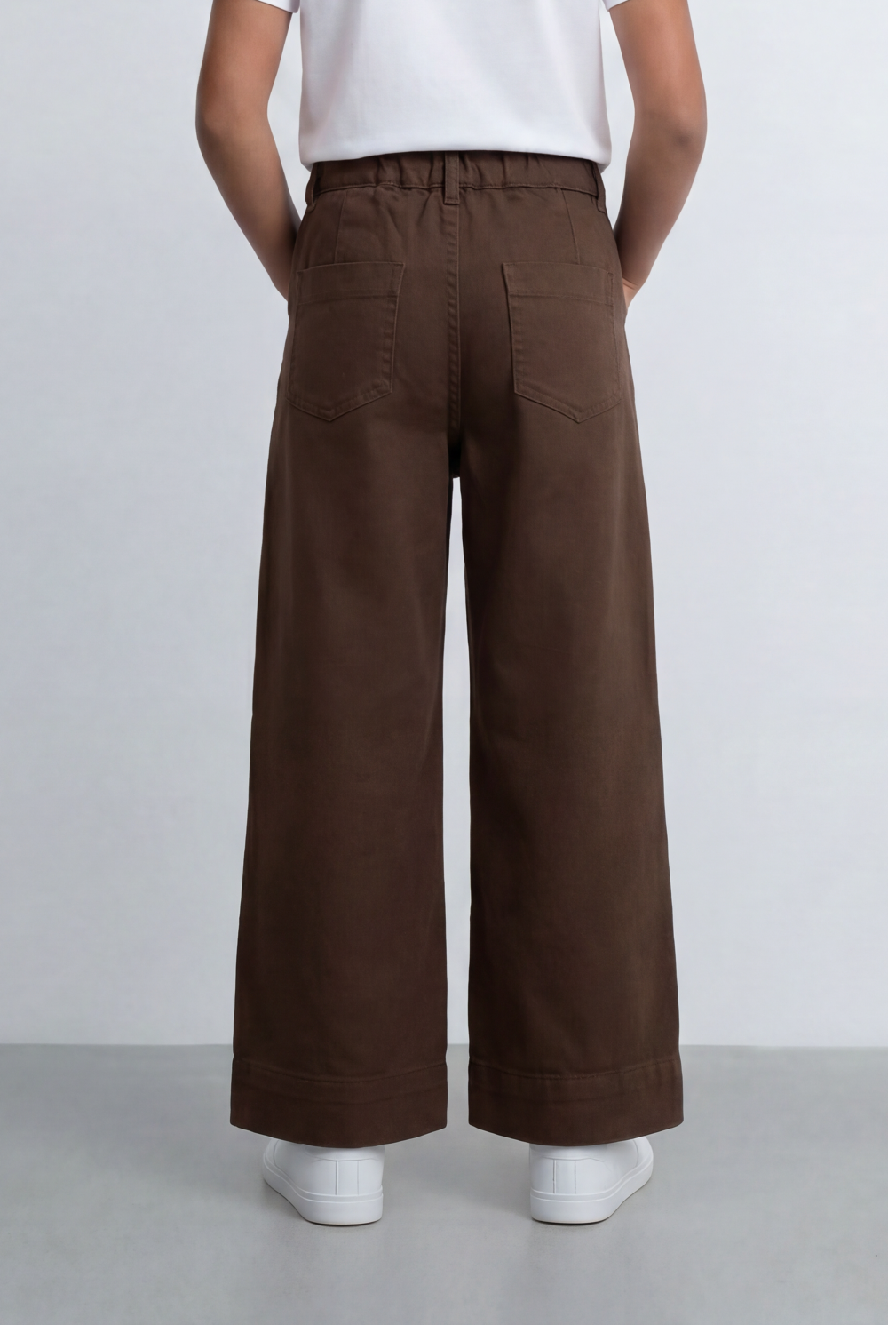 Girl's Tomato Store Wide Leg Pants Twill Pants High Rise Waist Front Pleat Detail