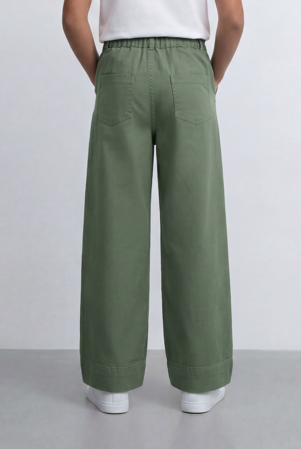 Girl's Tomato Store Wide Leg Pants Twill Pants High Rise Waist Front Pleat Detail