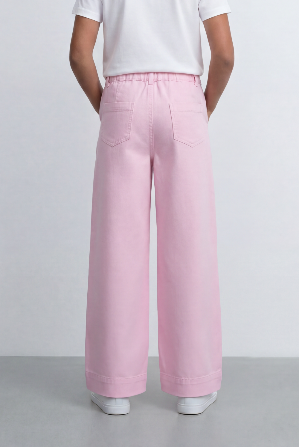 Girl's Tomato Store Wide Leg Pants Twill Pants High Rise Waist Front Pleat Detail