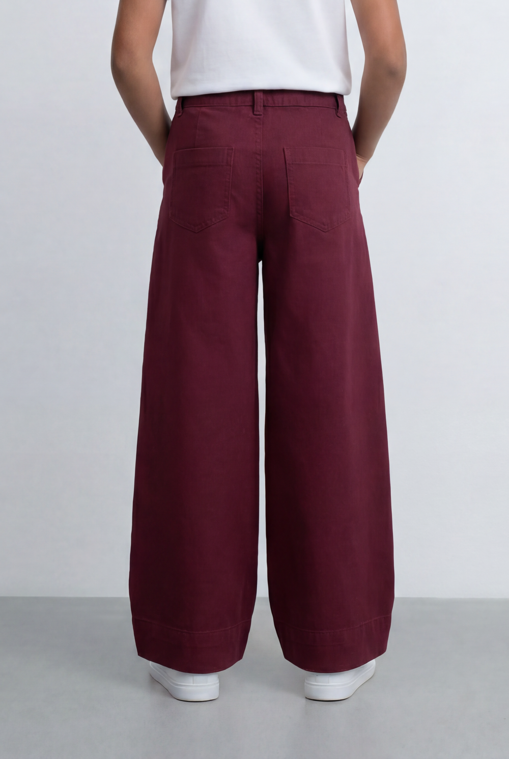 Girl's Tomato Store Wide Leg Pants Twill Pants High Rise Waist Front Pleat Detail