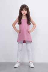 Girl's Tomato Store Soft Cotton Tunic Top Butterfly Crochet Back Detail Double Strap Design