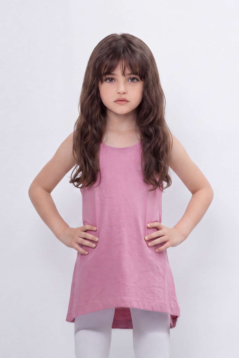 Girl's Tomato Store Soft Cotton Tunic Top Butterfly Crochet Back Detail Double Strap Design