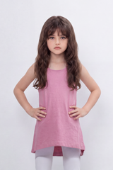 Girl's Tomato Store Soft Cotton Tunic Top Butterfly Crochet Back Detail Double Strap Design