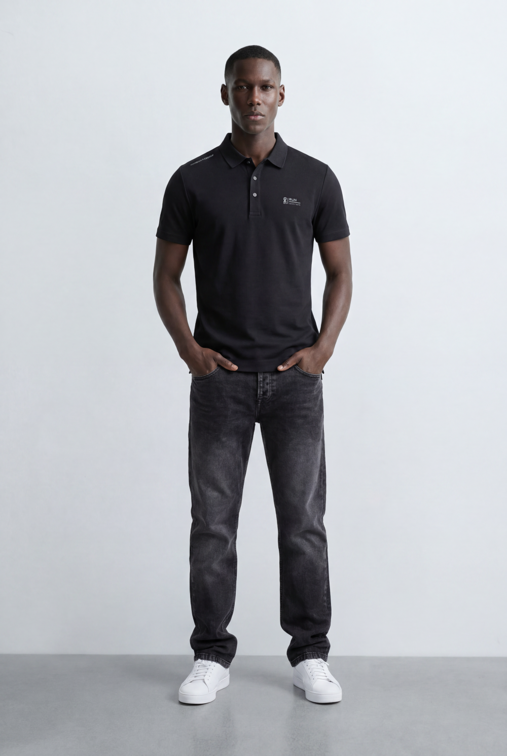 Men’s Tomato Store Minimal Logo Polo Subtle Chest Branding Clean Three Button Placket T-Shirt