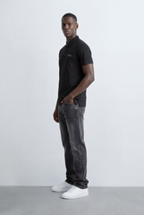 Men’s Tomato Store Minimal Logo Polo Subtle Chest Branding Clean Three Button Placket T-Shirt