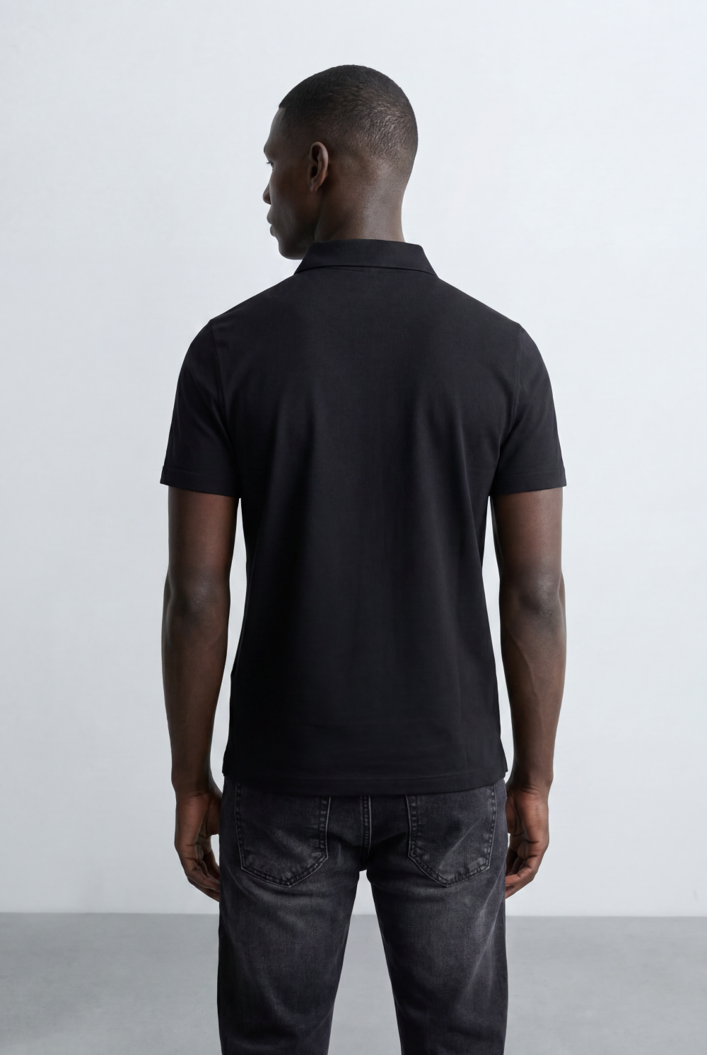 Men’s Tomato Store Minimal Logo Polo Subtle Chest Branding Clean Three Button Placket T-Shirt