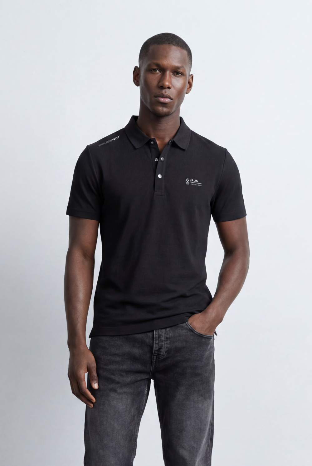 Men’s Tomato Store Minimal Logo Polo Subtle Chest Branding Clean Three Button Placket T-Shirt
