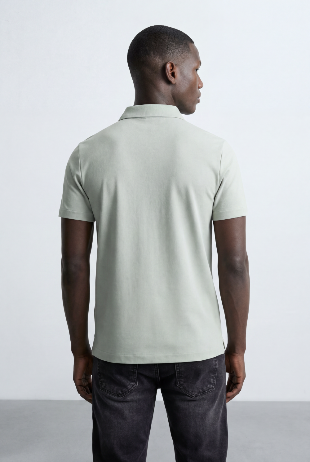Men’s Tomato Store Minimal Logo Polo Subtle Chest Branding Clean Three Button Placket T-Shirt