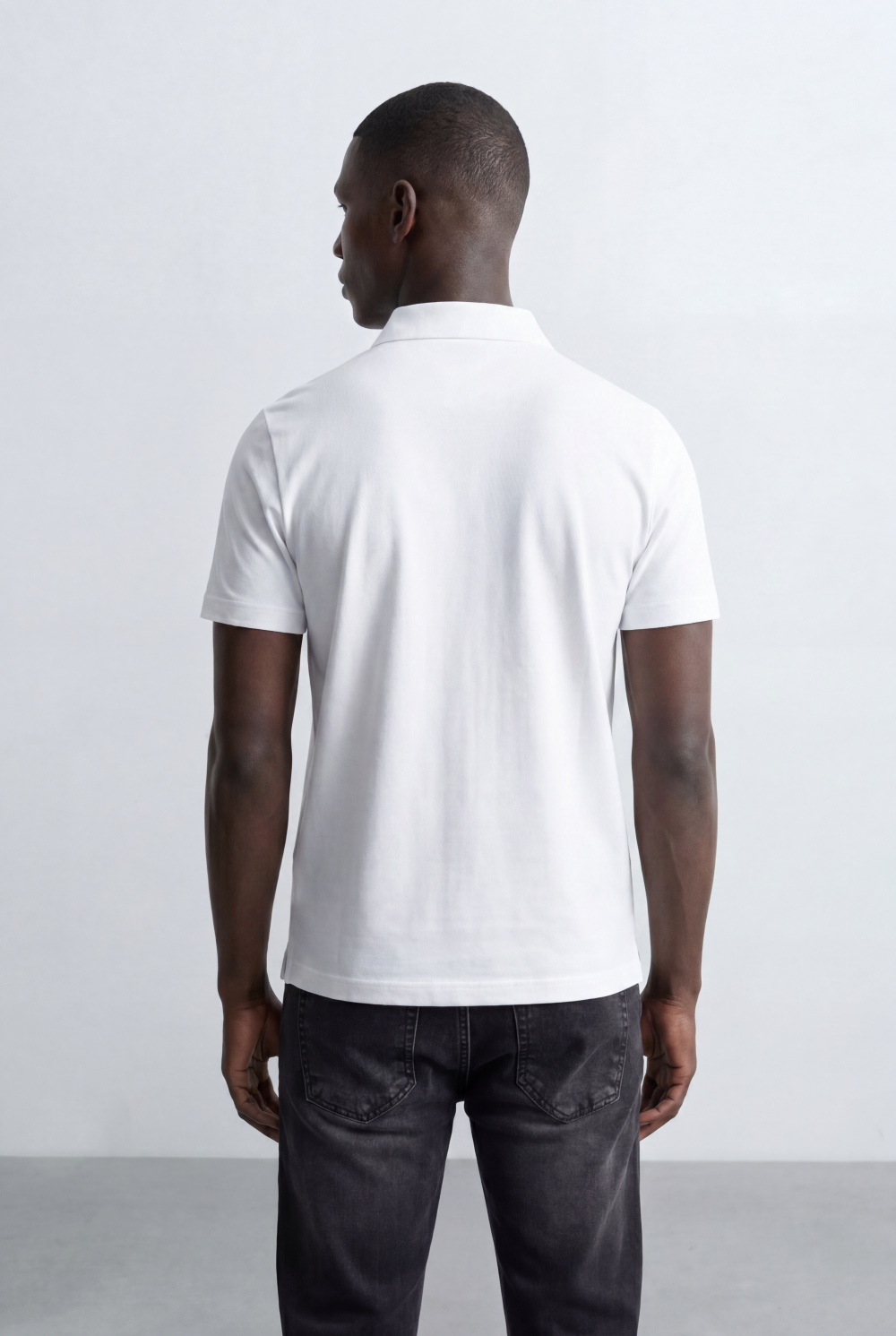 Men’s Tomato Store Minimal Logo Polo Subtle Chest Branding Clean Three Button Placket T-Shirt