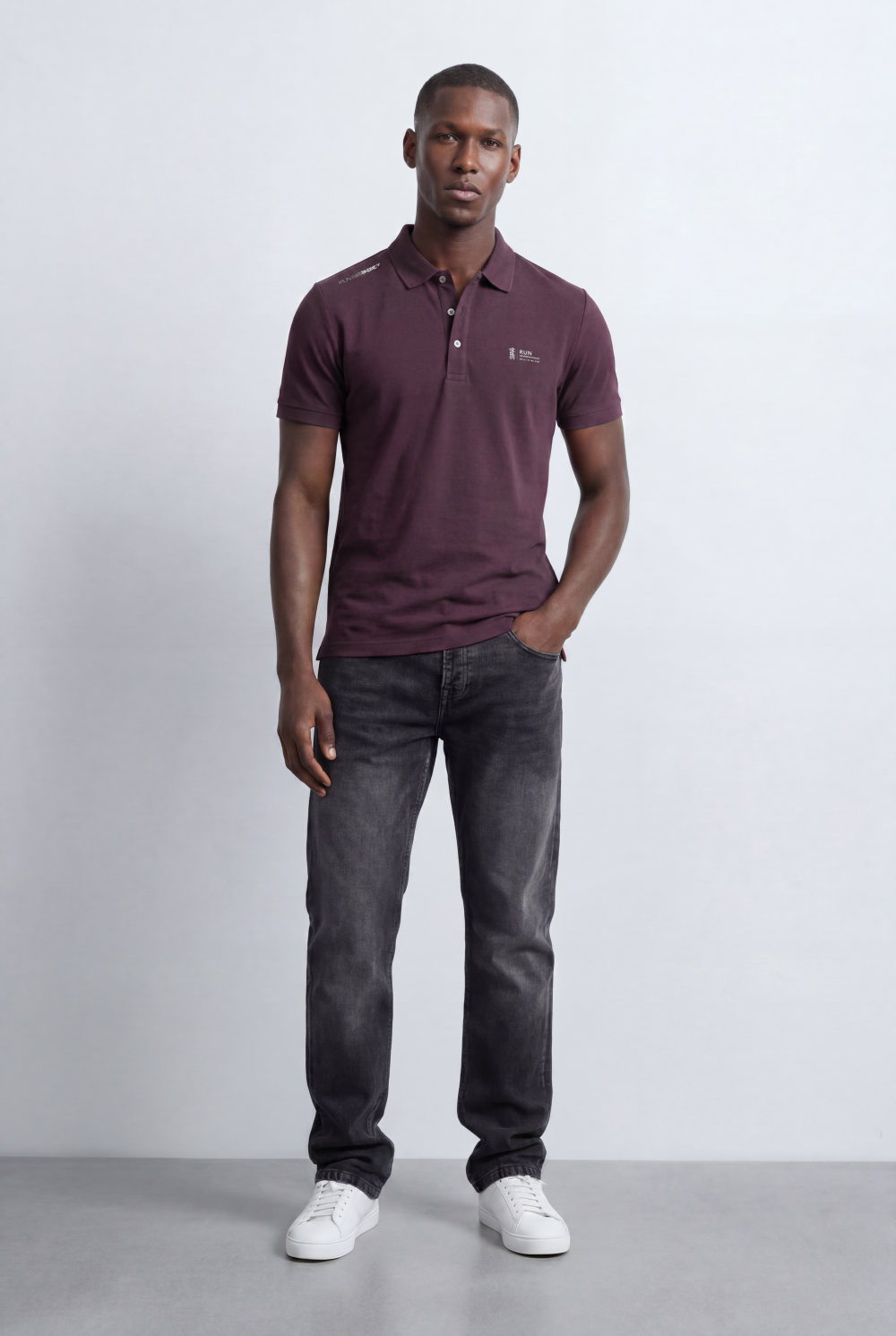 Men’s Tomato Store Minimal Logo Polo Subtle Chest Branding Clean Three Button Placket T-Shirt