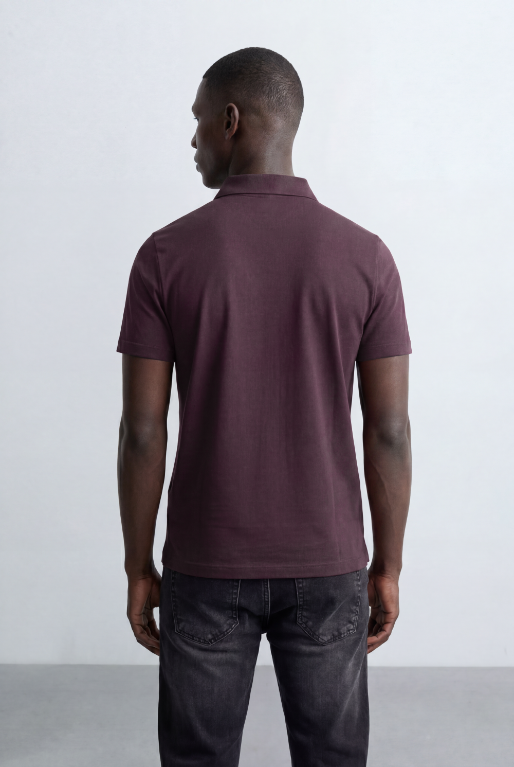 Men’s Tomato Store Minimal Logo Polo Subtle Chest Branding Clean Three Button Placket T-Shirt