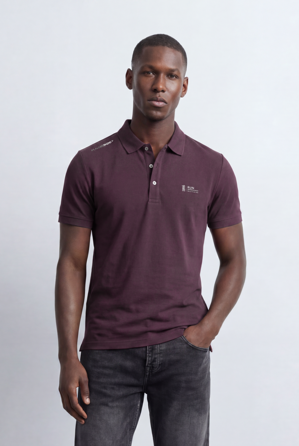 Men’s Tomato Store Minimal Logo Polo Subtle Chest Branding Clean Three Button Placket T-Shirt