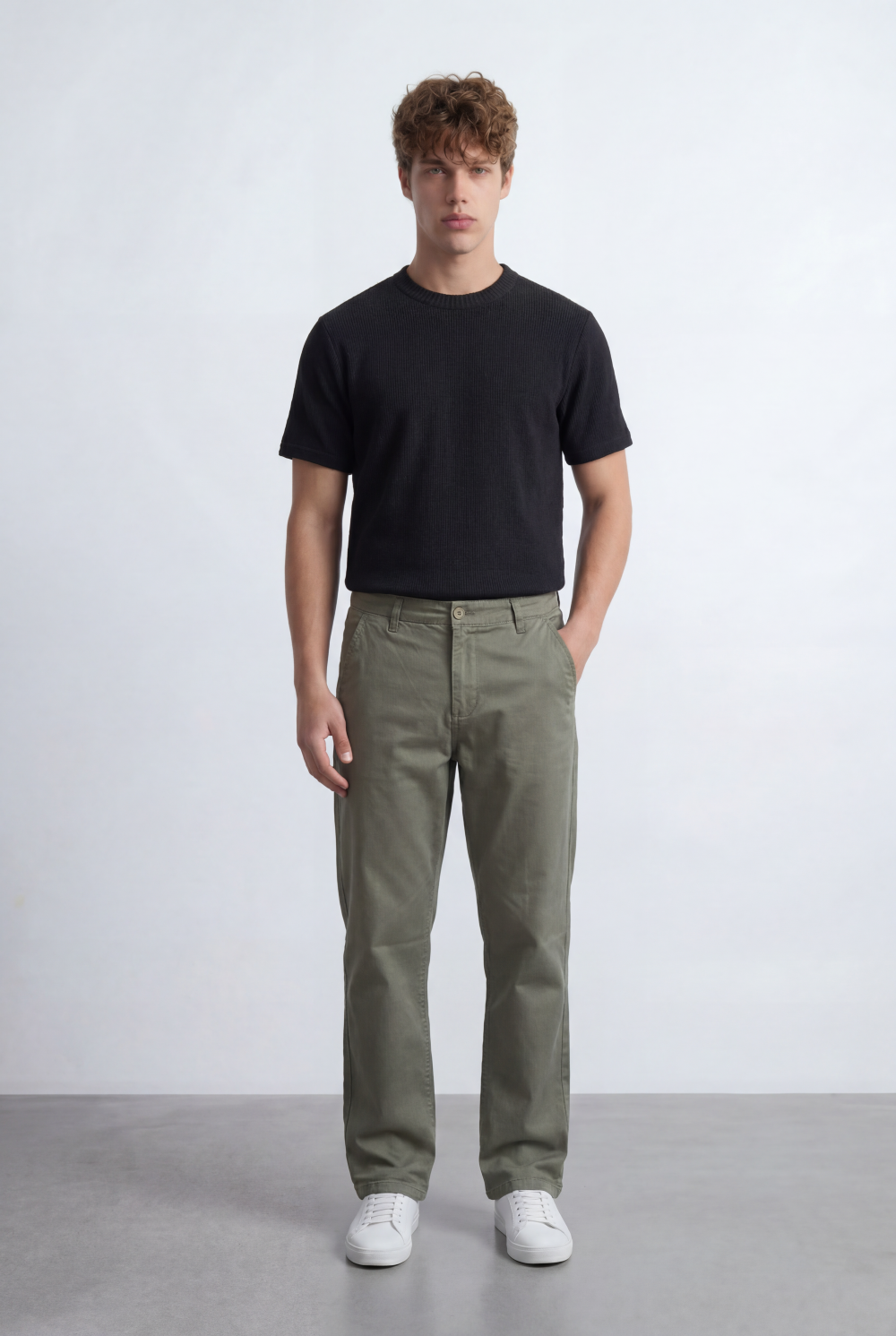 Men’s Tomato Store Straight Chino Pants Flat Front Button Closure Gabardine