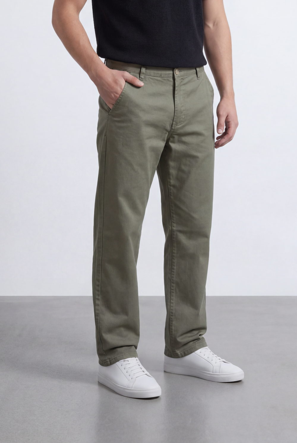 Men’s Tomato Store Straight Chino Pants Flat Front Button Closure Gabardine