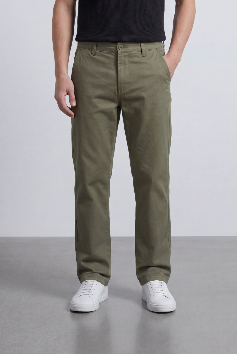 Men’s Tomato Store Straight Chino Pants Flat Front Button Closure Gabardine