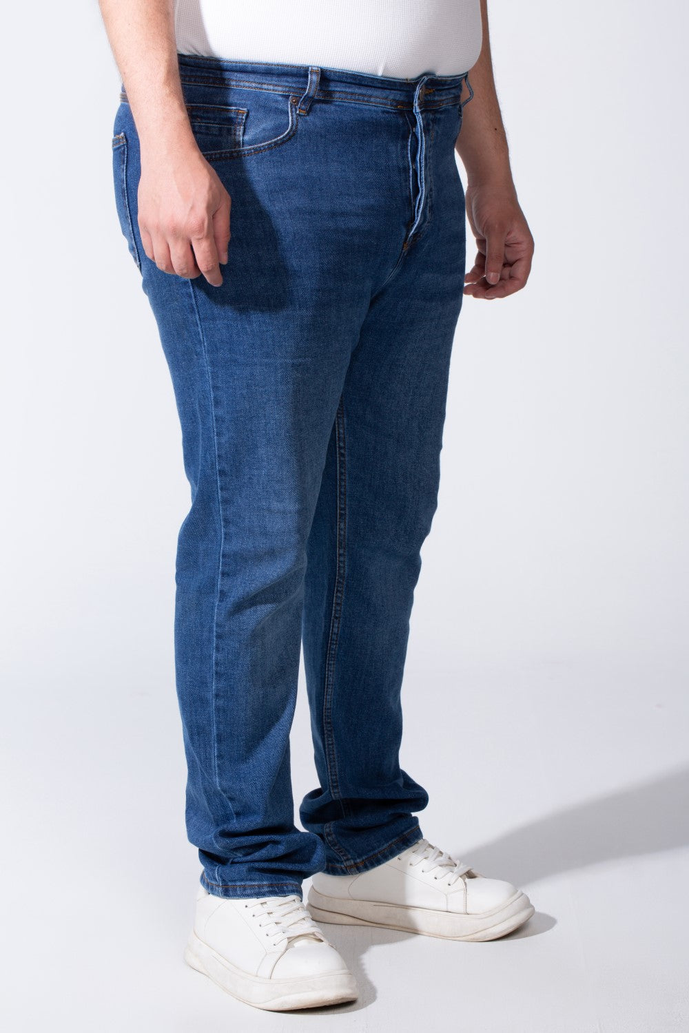Men's Denim Fabric With Zip Flip Front And Back Pockets Perfect For Everyday Casual Wear Big Size Jeans Pants