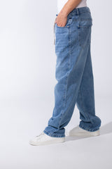 Men's Classic Jeans With Elasticated Waistband Drawstrings For Custom Comfy Fit Wide Leg Pants