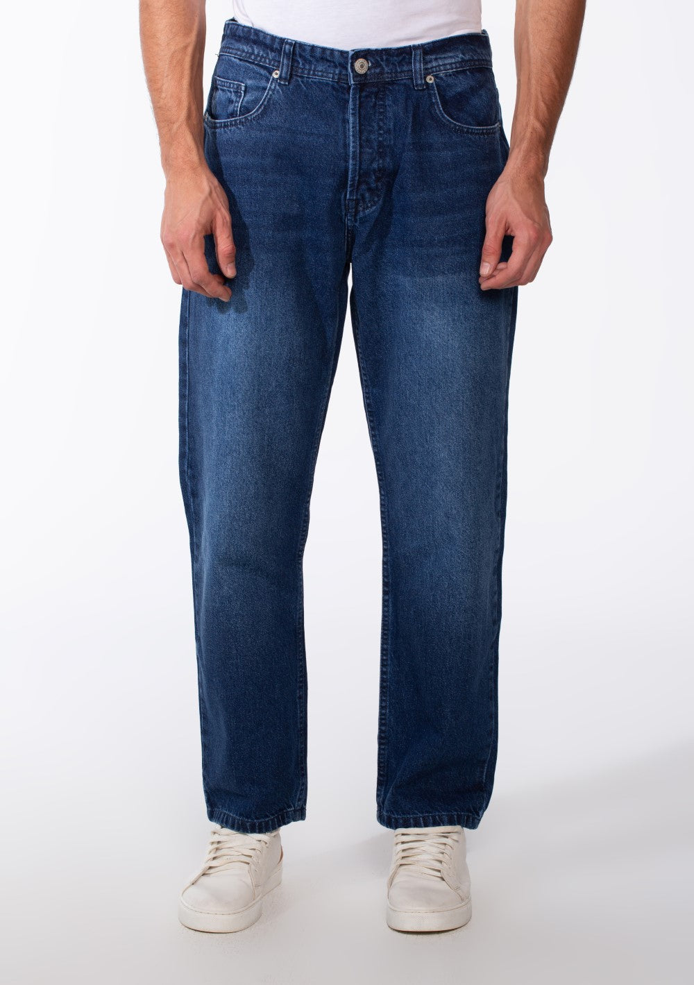 Men's Vintage Effect Straight Jeans Pants