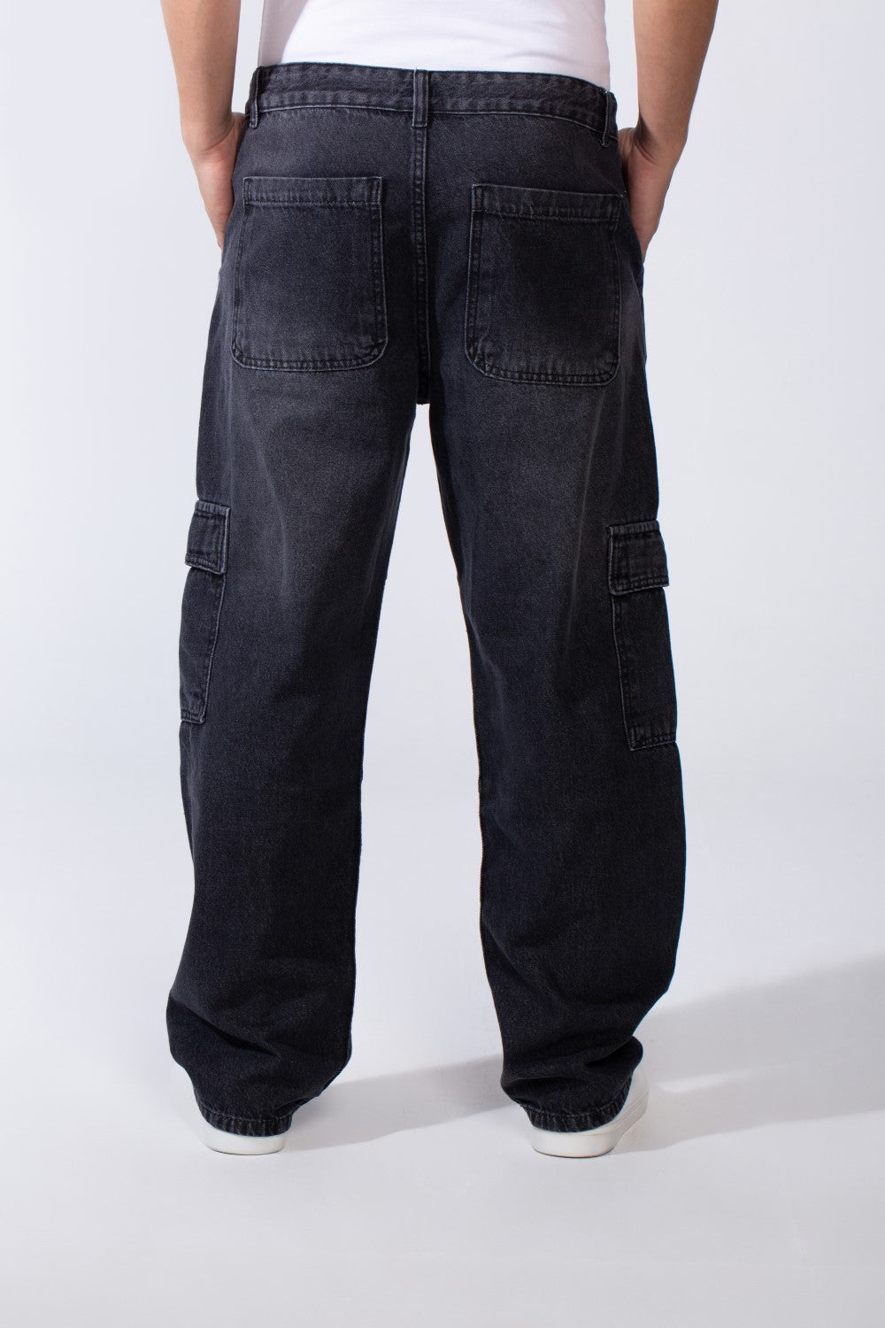 Men's Classic Jeans Denim With Side Pockets Flap Closures Cargo Fit Casual Pants