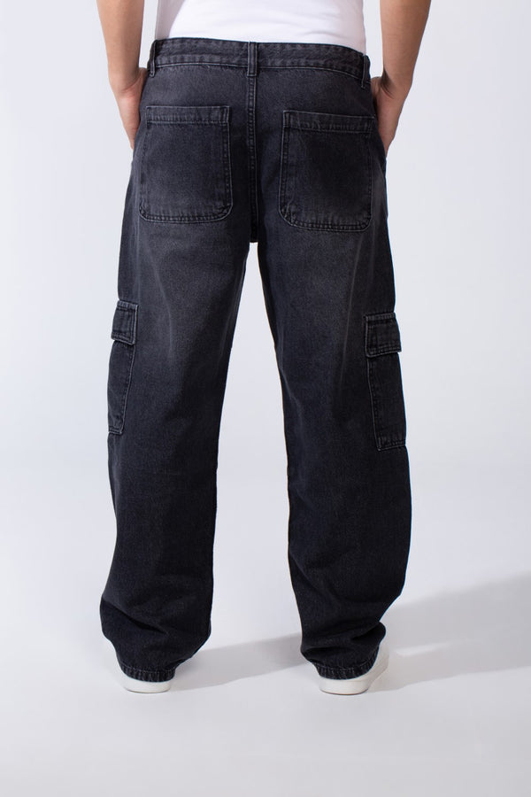 Men's Classic Jeans Denim With Side Pockets Flap Closures Cargo Fit Casual Pants