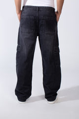Men's Classic Jeans Denim With Side Pockets Flap Closures Cargo Fit Casual Pants