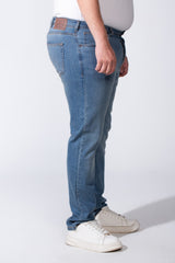 Men's Buttons Closure Belt Loops With Front And Back Pockets Big Size Fit Denim Fabric Casual Jeans Pants