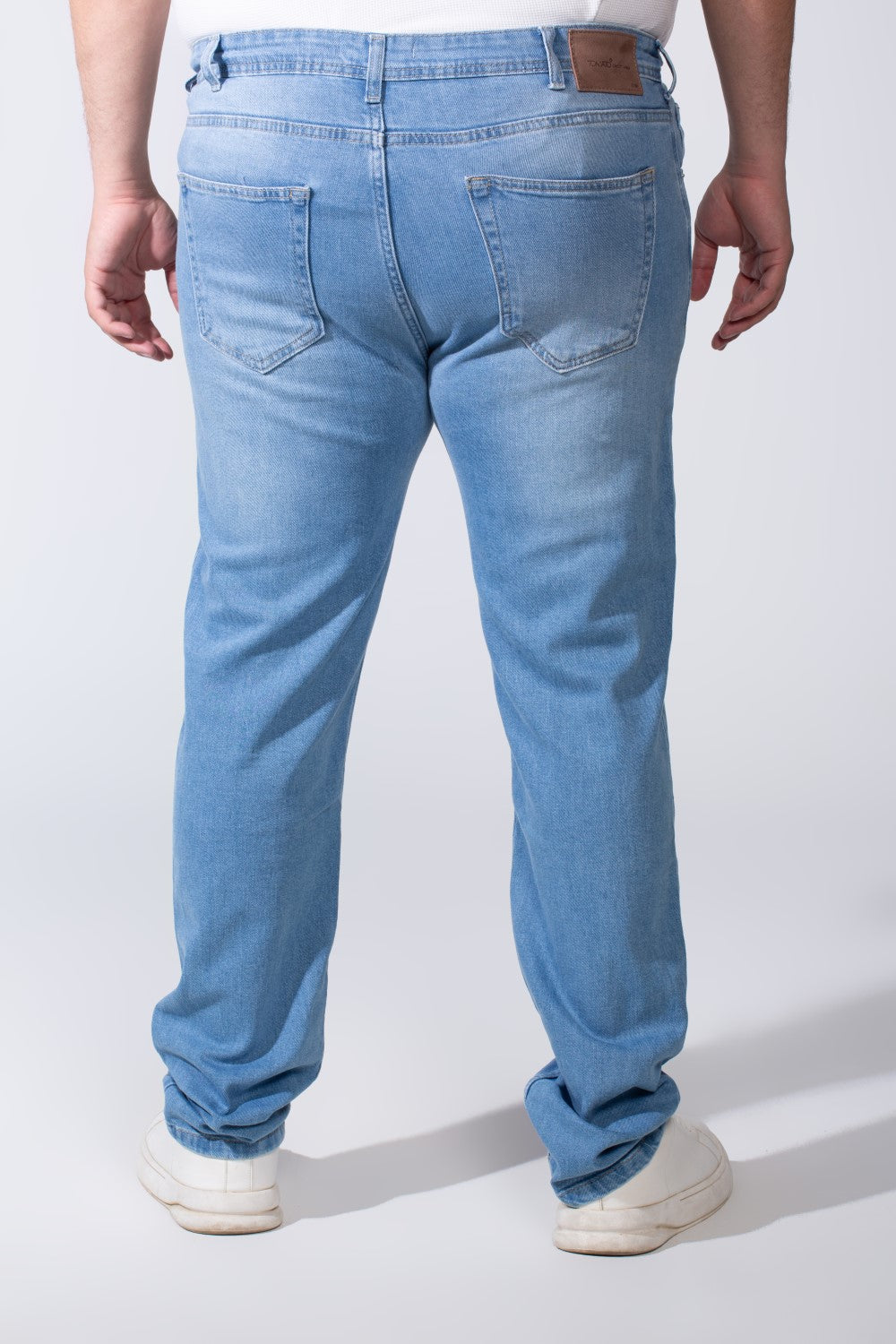Men's Denim Fabric Belt Loops Buttons Closure Casual Design For Big Size Comfy Every Day Wear Jeans Pants