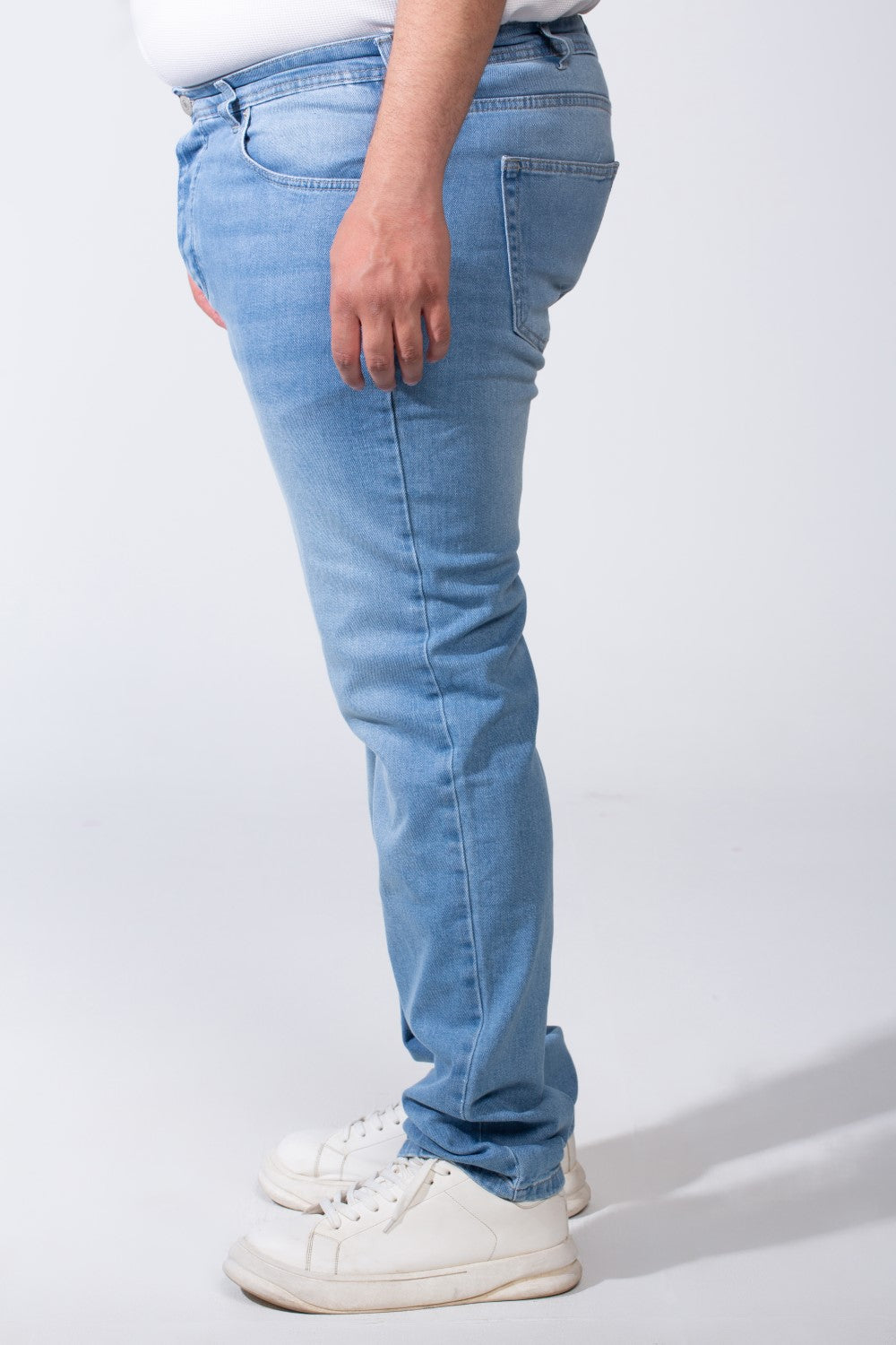 Men's Denim Fabric Belt Loops Buttons Closure Casual Design For Big Size Comfy Every Day Wear Jeans Pants