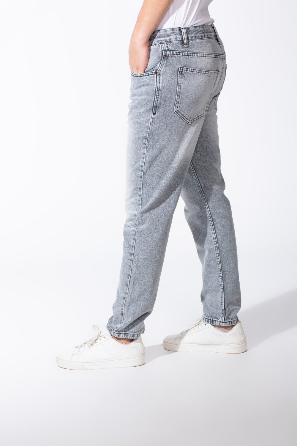 Men's Acid Wash Boyfriend Denim Patch Detail Bold Versatile Pants