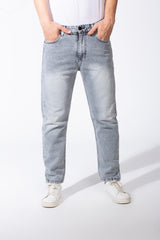 Men's Acid Wash Boyfriend Denim Patch Detail Bold Versatile Pants