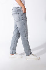 Men's Acid Wash Boyfriend Denim Patch Detail Bold Versatile Pants
