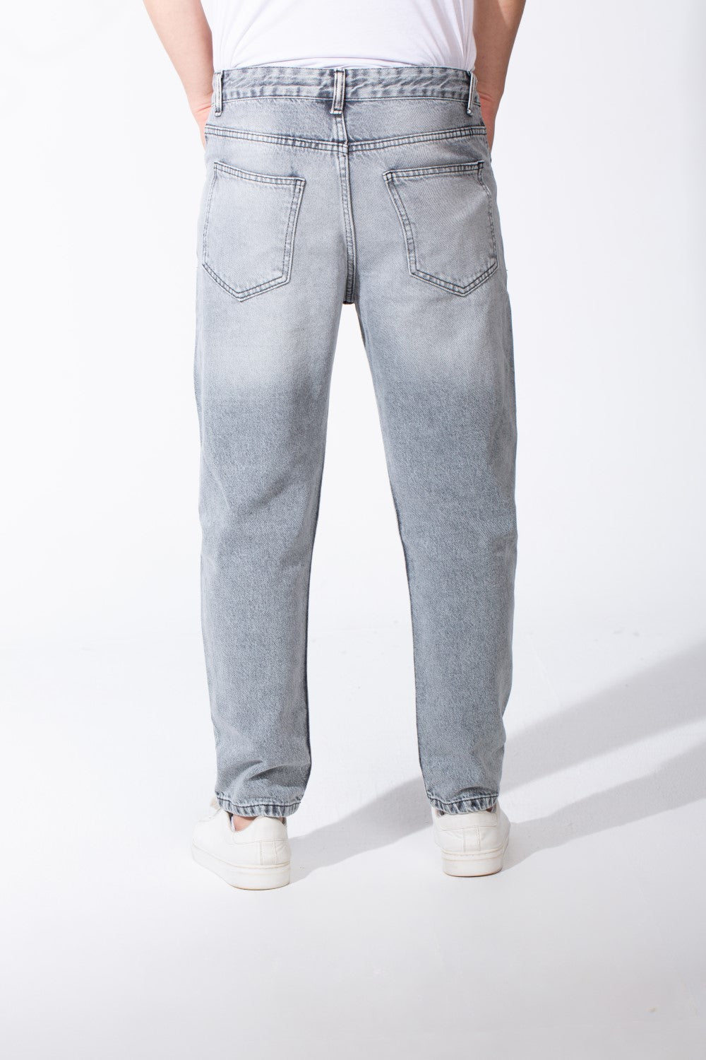 Men's Acid Wash Boyfriend Denim Patch Detail Bold Versatile Pants