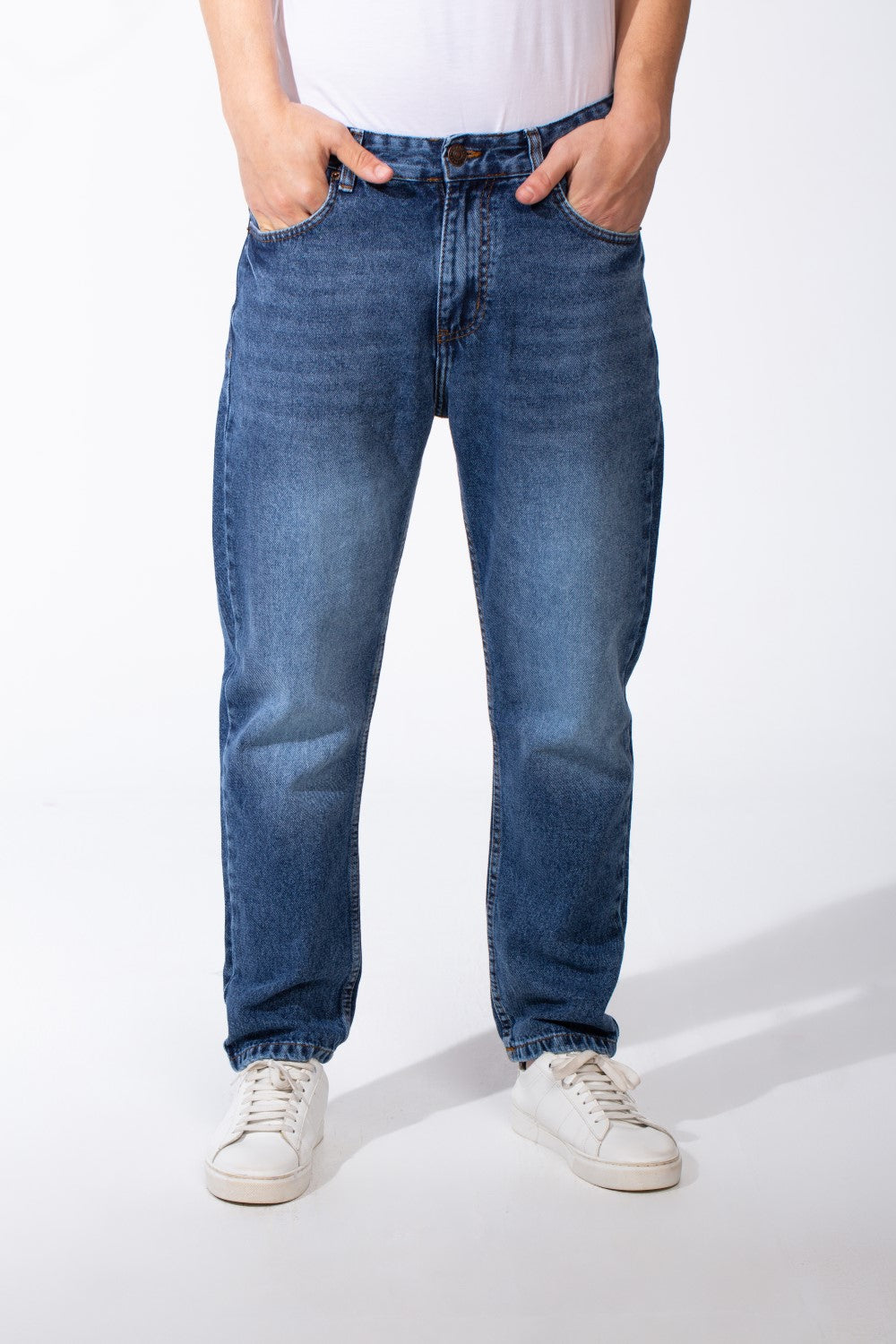Men's Acid Wash Boyfriend Denim Patch Detail Bold Versatile Pants