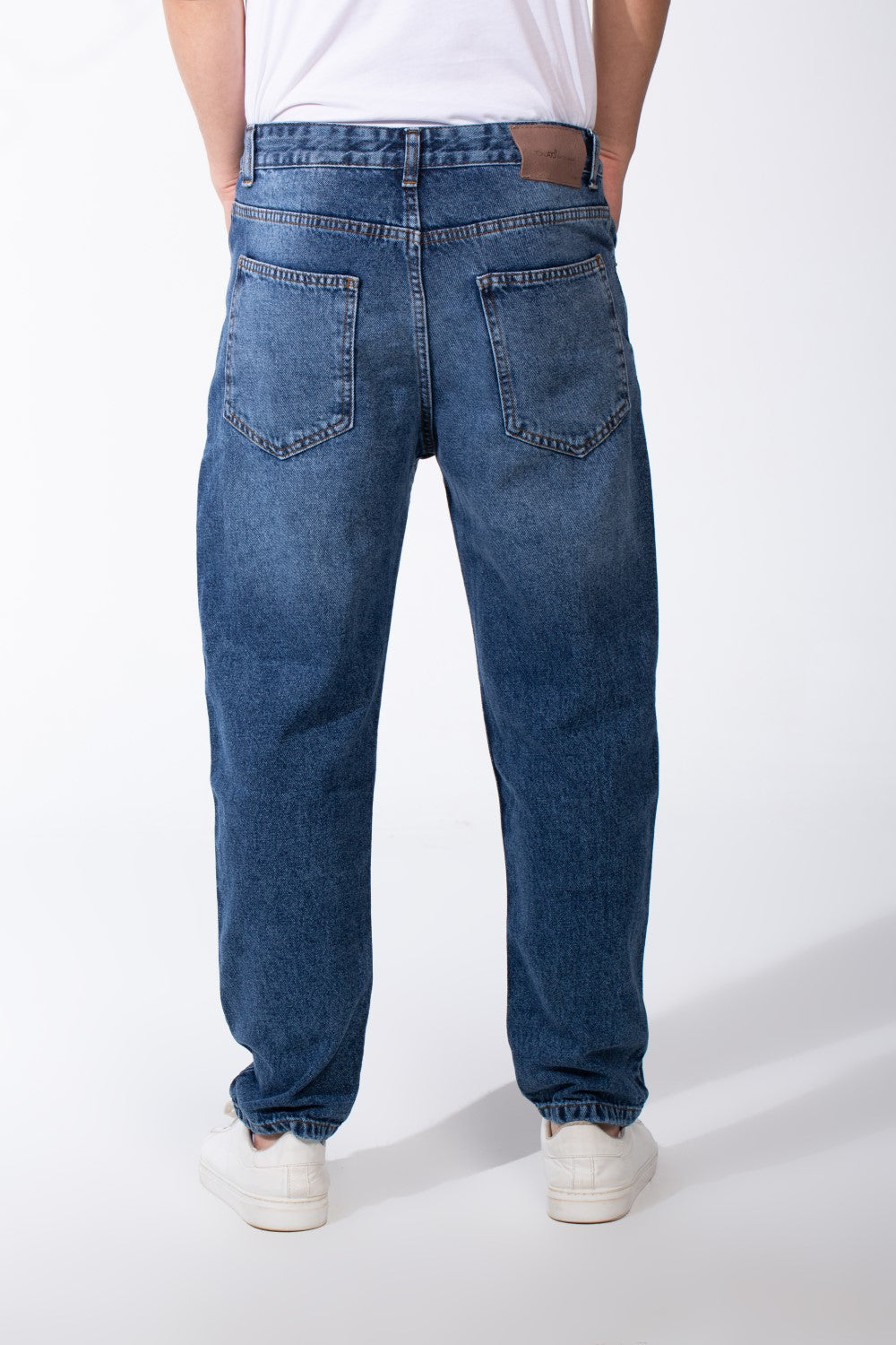 Men's Acid Wash Boyfriend Denim Patch Detail Bold Versatile Pants