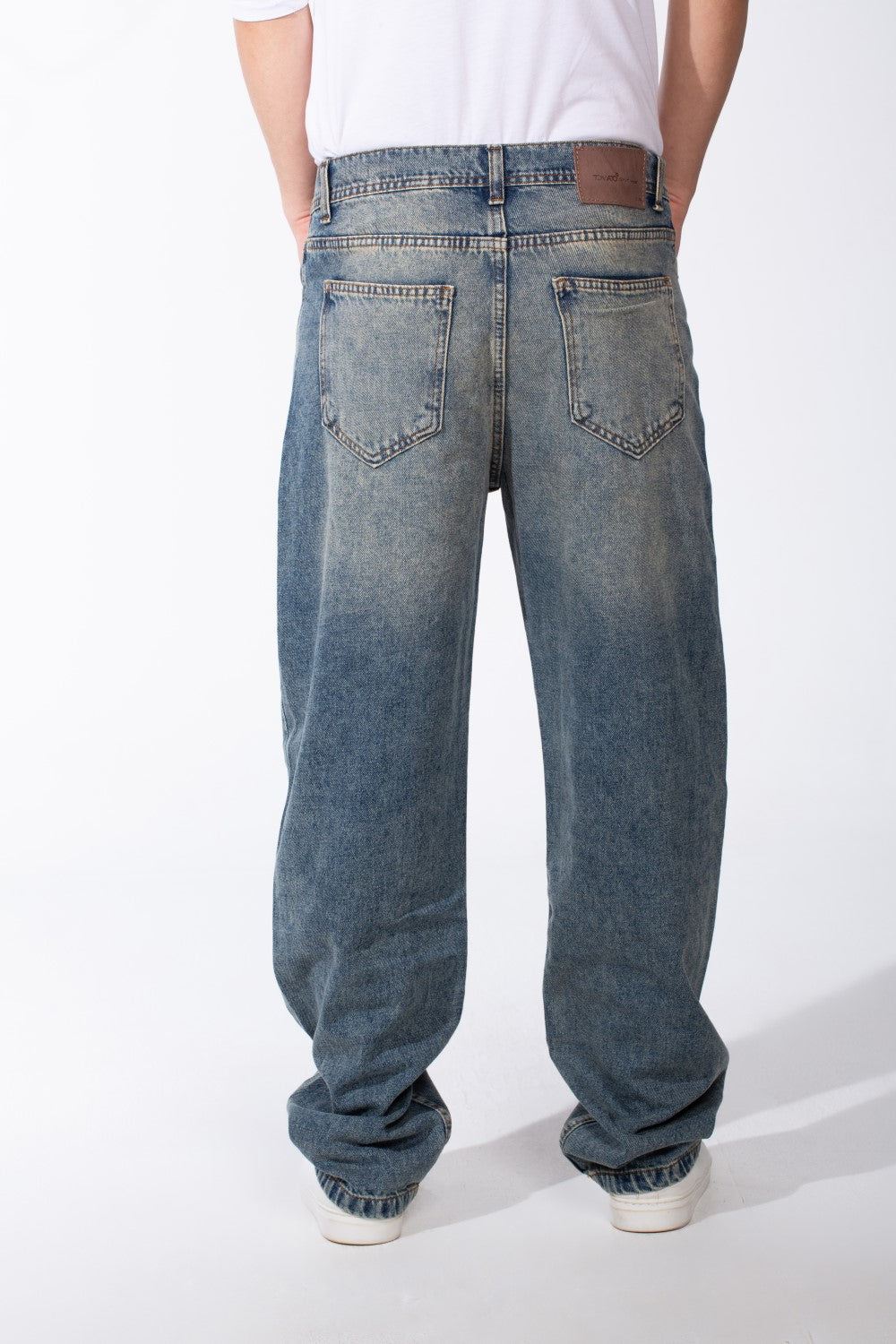 Men's Mid-Wash Cotton Classic Five-Pocket Secure Zip Fly Wide-Leg Versatile Jeans Pants