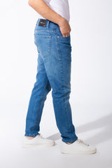 Men's Medium Wash Denim Jeans Five Pockets Practical Boyfriend Pants