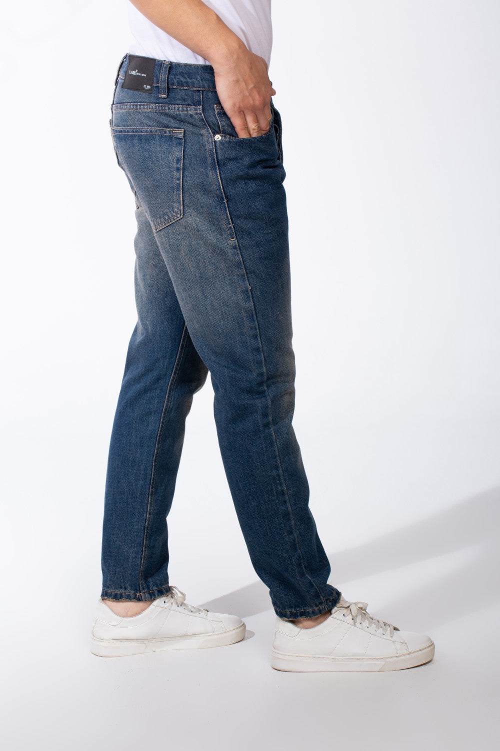 Men's Medium Wash Denim Jeans Five Pockets Practical Boyfriend Pants