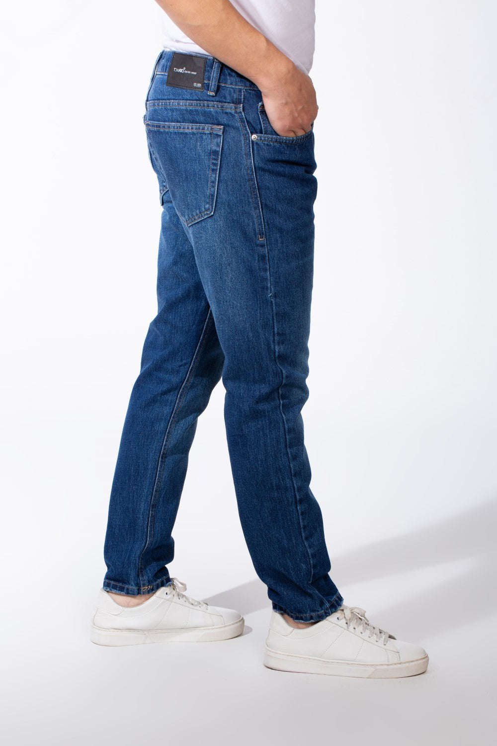 Men's Medium Wash Denim Jeans Five Pockets Practical Boyfriend Pants