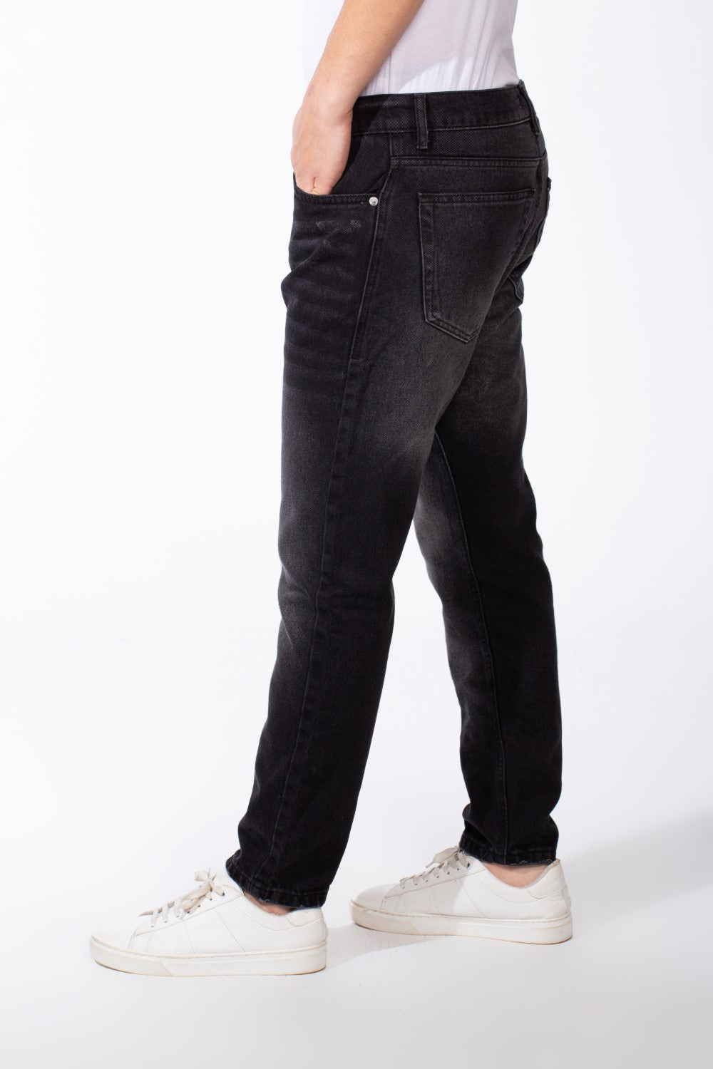Men's Medium Wash Denim Jeans Five Pockets Practical Boyfriend Pants
