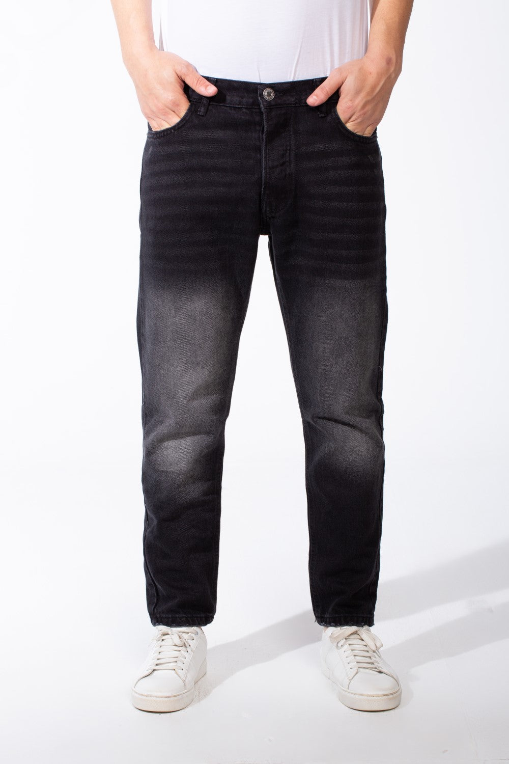 Men's Medium Wash Denim Jeans Five Pockets Practical Boyfriend Pants