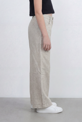 Girl’s Tomato Store Linen Straight Pants Natural Texture High Rise Waist