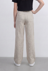 Girl’s Tomato Store Linen Straight Pants Natural Texture High Rise Waist