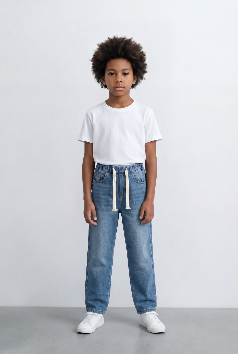 Boy's Tomato Store Boyfriend Fit Jeans With Elastic Drawstring Waist Comfortable & Stylish Everyday Denim Pants