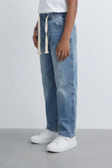 Boy's Tomato Store Boyfriend Fit Jeans With Elastic Drawstring Waist Comfortable & Stylish Everyday Denim Pants
