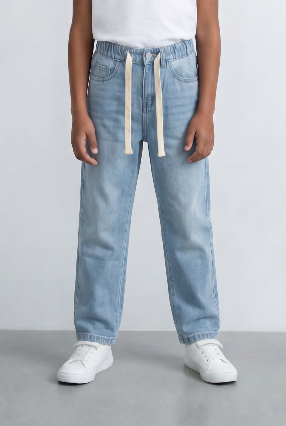 Boy's Tomato Store Boyfriend Fit Jeans With Elastic Drawstring Waist Comfortable & Stylish Everyday Denim Pants